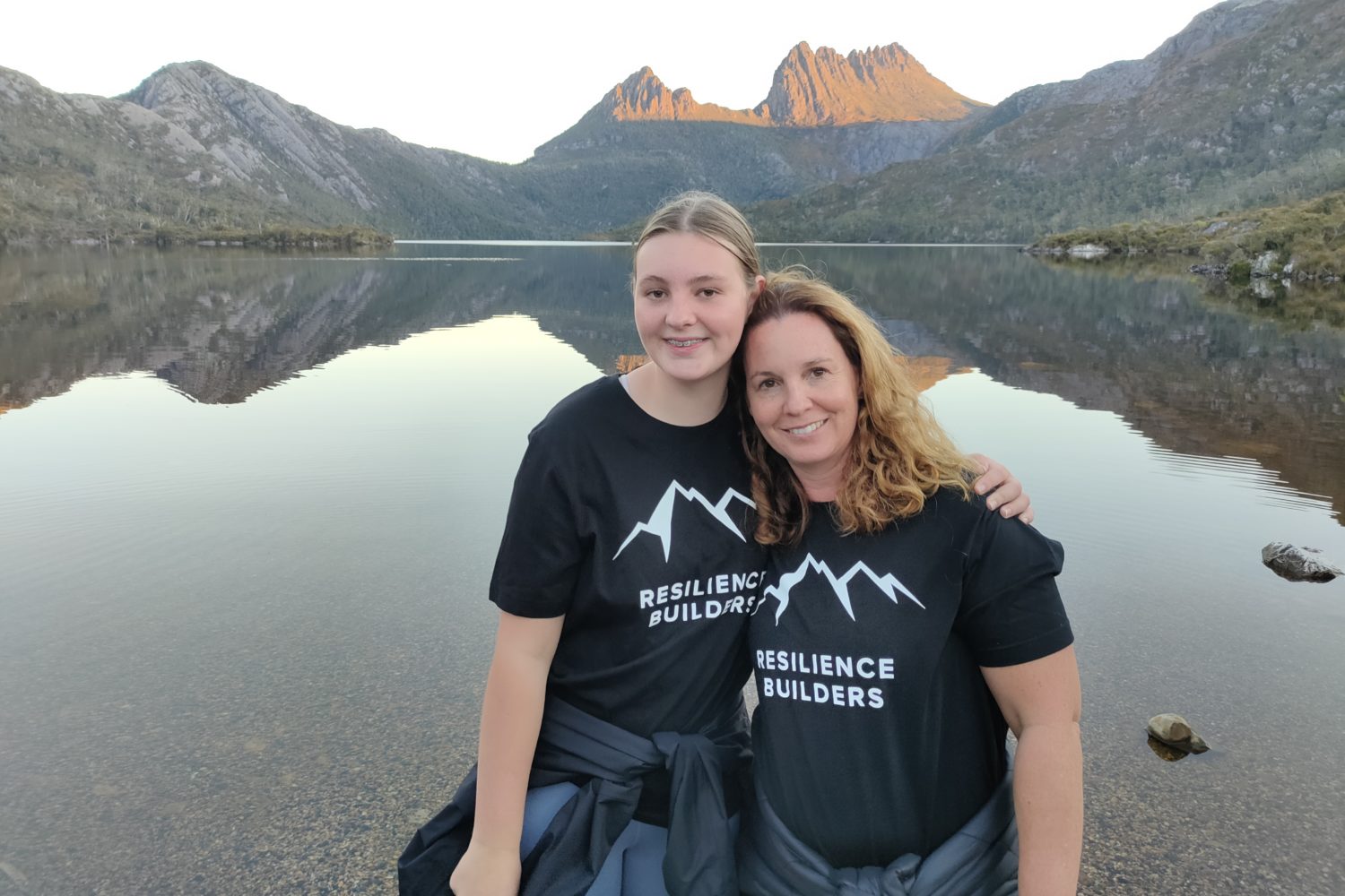 Mother and daughter at Dove Lake Cradle Mountain